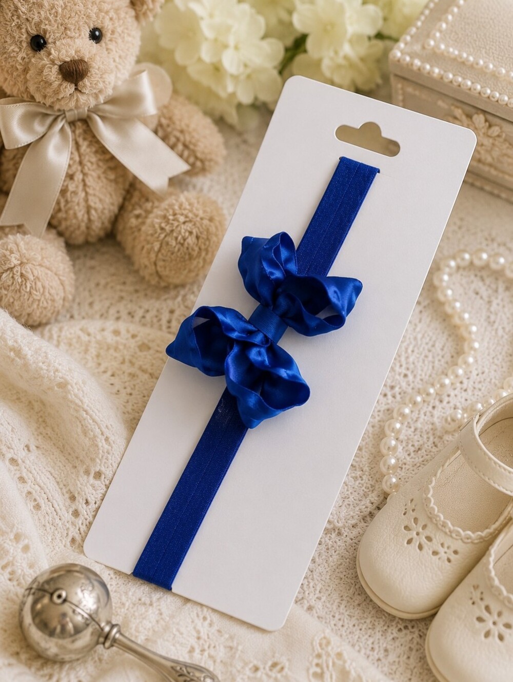 Shimmy Shimmy Royal Blue Ruffle Bow Headband Baby Toddler NWT Made in USA